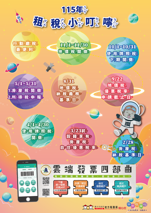 轉知臺中市政府地方稅務局115年度租稅小叮嚀圖片