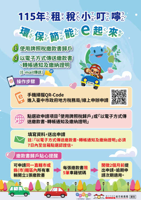 轉知臺中市政府地方稅務局115年度租稅小叮嚀圖片
